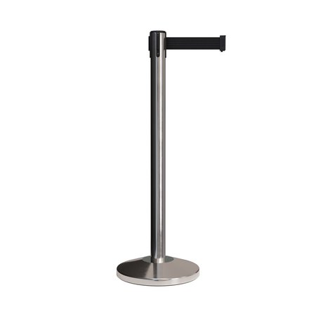 MONTOUR LINE Stanchion Belt Barrier Pol.Steel Post 13ft. Black Belt M630-PS-BK-130